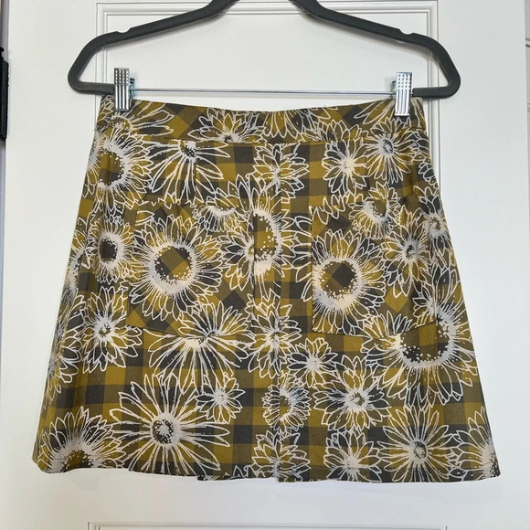 Urban Outfitters | Boho Academia Pleated Plaid Floral Mini Wrap Front Skirt (M) - Picture 4 of 4